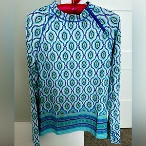 CABANA LIFE Women Size M UPF 50+ Swim Shirt Rash Guard Long Sleeve Zip Up Neck